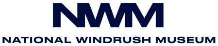 Logo that has letters NWM in large letters joined together with 'National Windrush Museum' written underneath
