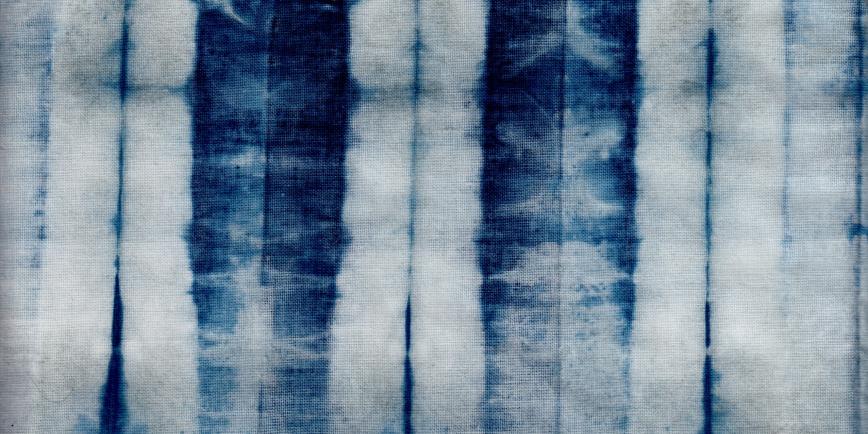 Indigo dyed fabric in blue and white stripes