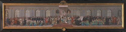 Image shows James II Receiving the Mathematical Scholars of Christ's Hospital