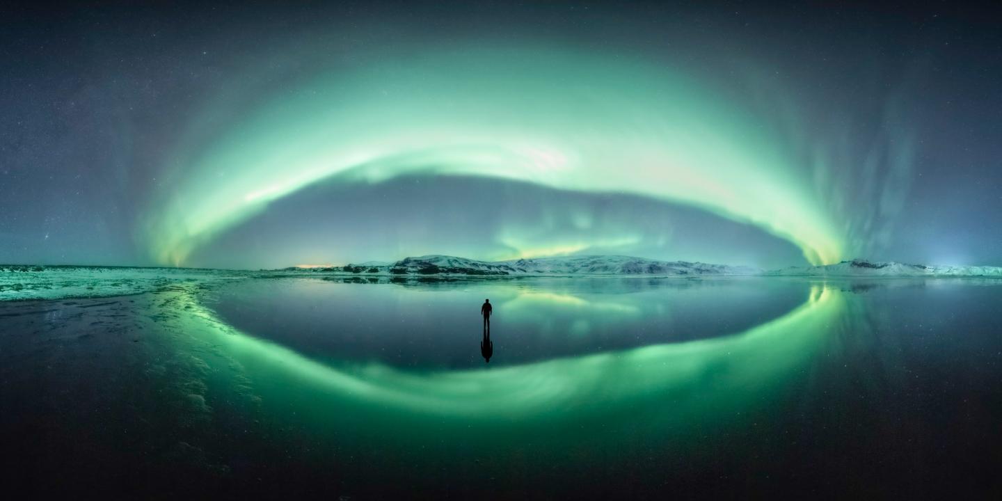 Green Aurora Borealis in Iceland