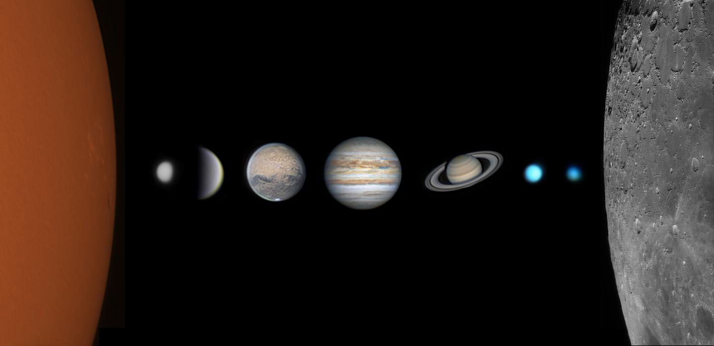 Composite image showing the different planets in our Solar System
