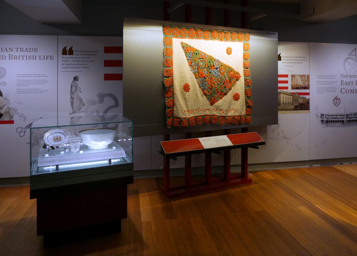 A colourful kanga on display in a gallery