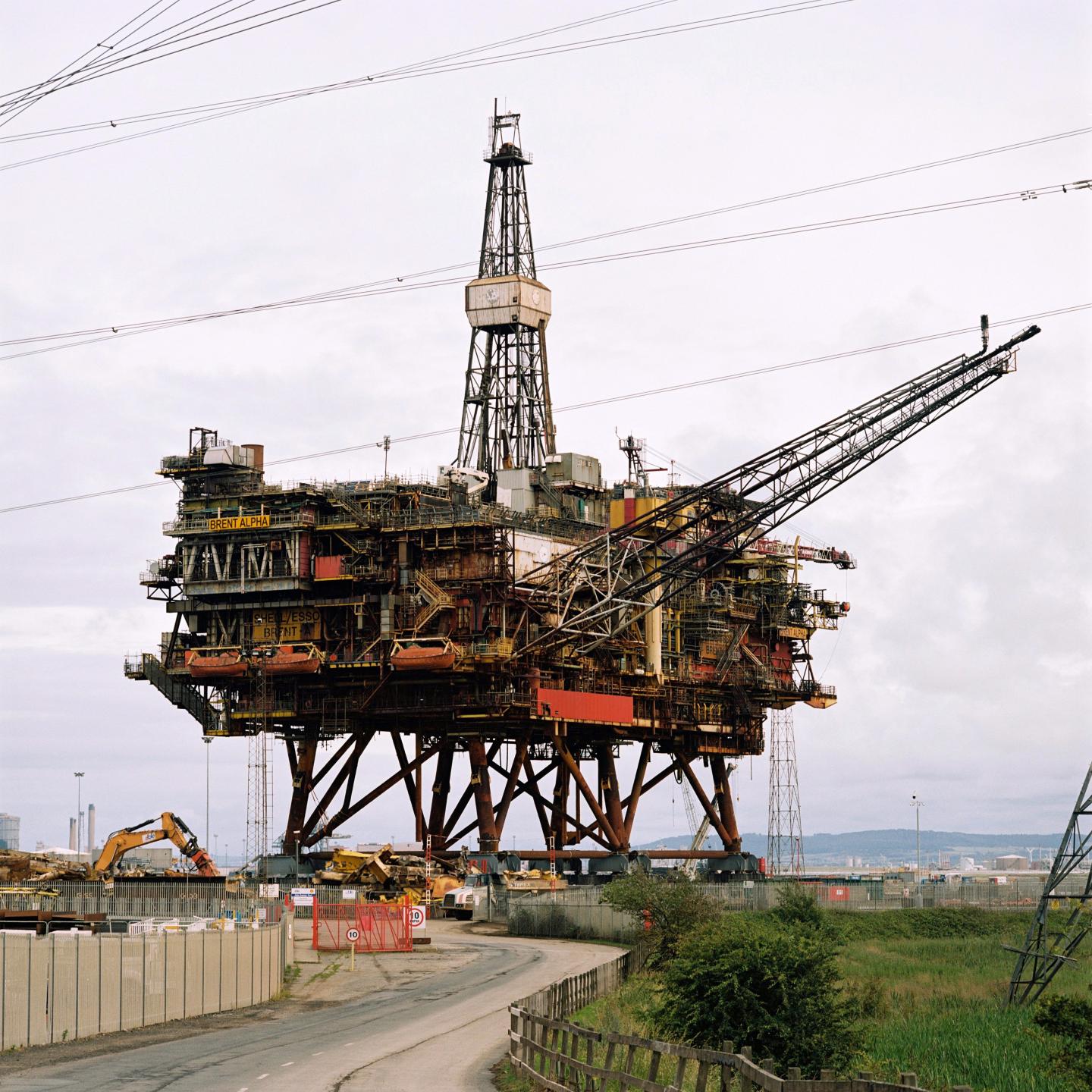 Oil rig on road
