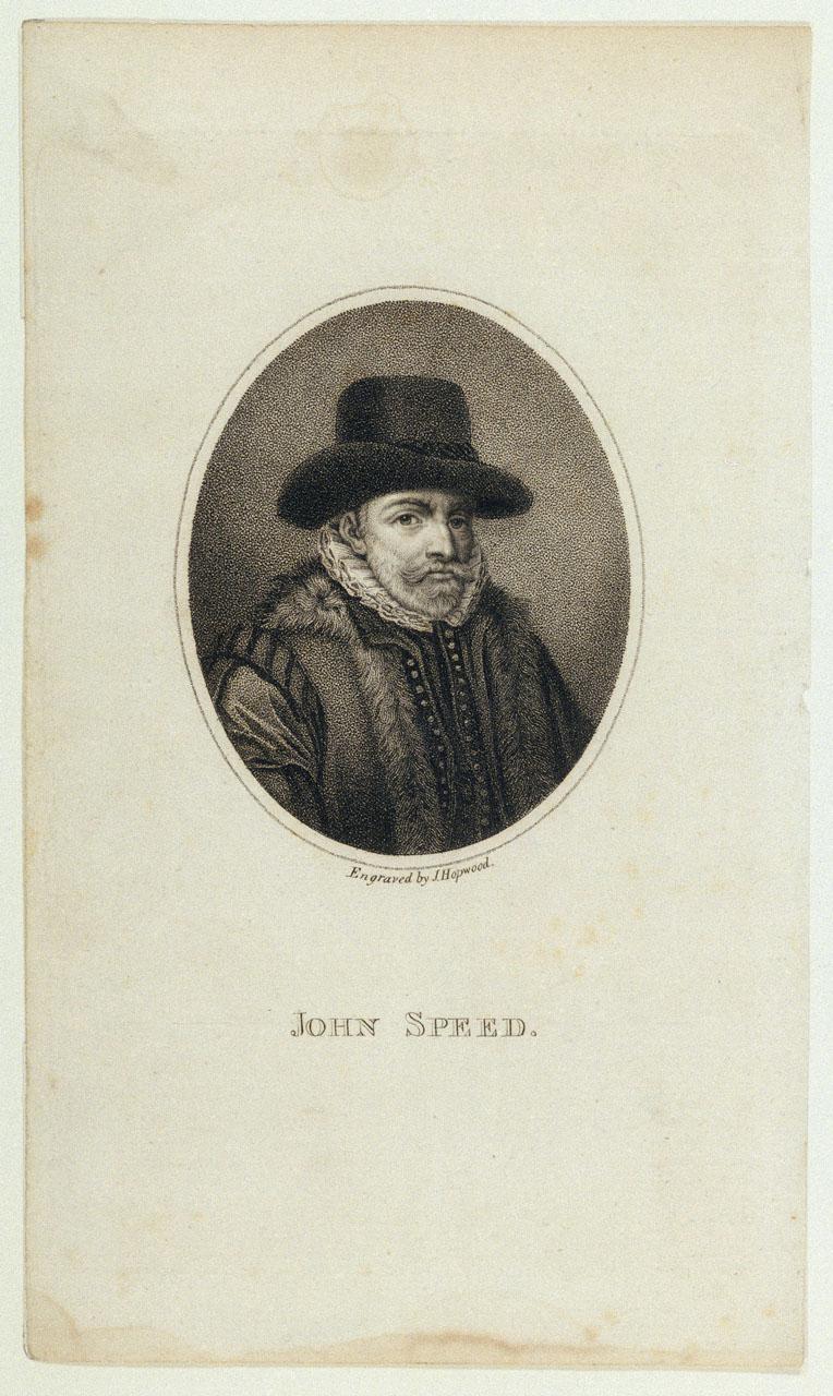 A print showing a portrait of John Speed by James Hopwood