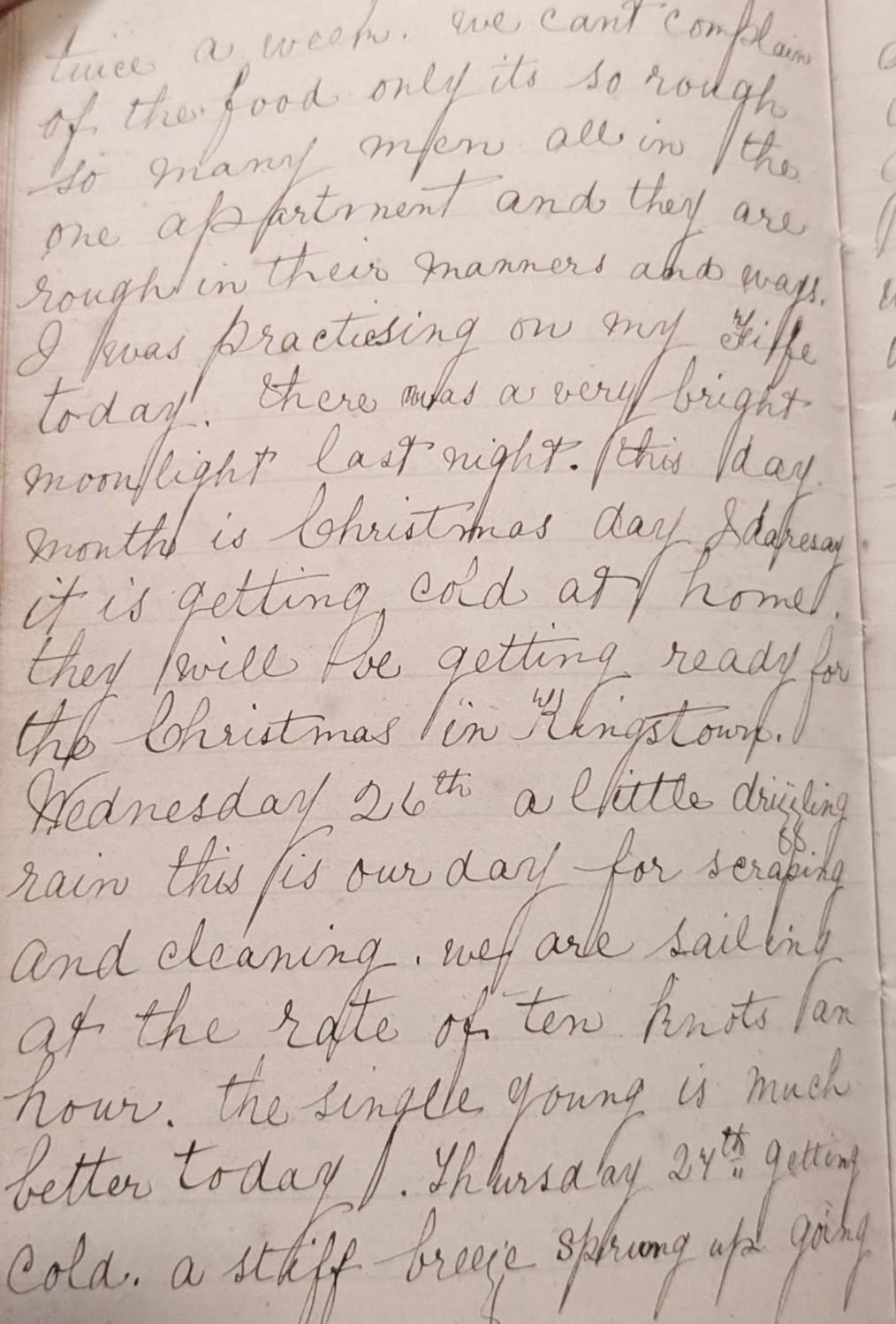 A page from the journal of  Joseph Gerrard Stewart, a Scottish Emigrant, 1858-1930