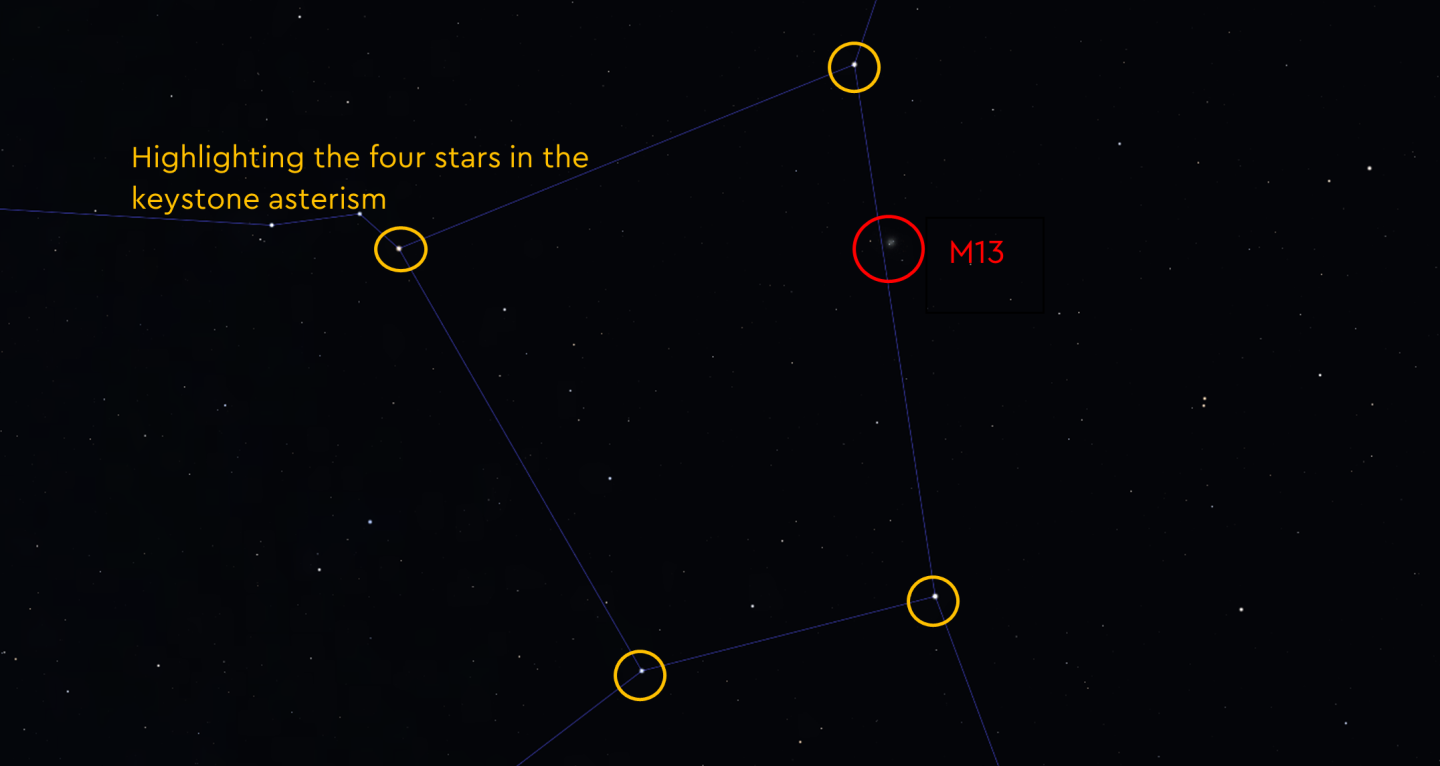 Location of M13 within the constellation of Hercules