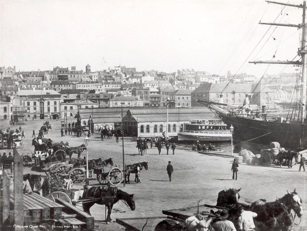 Black and white photograph of Cutty Sark in Sydney harbour