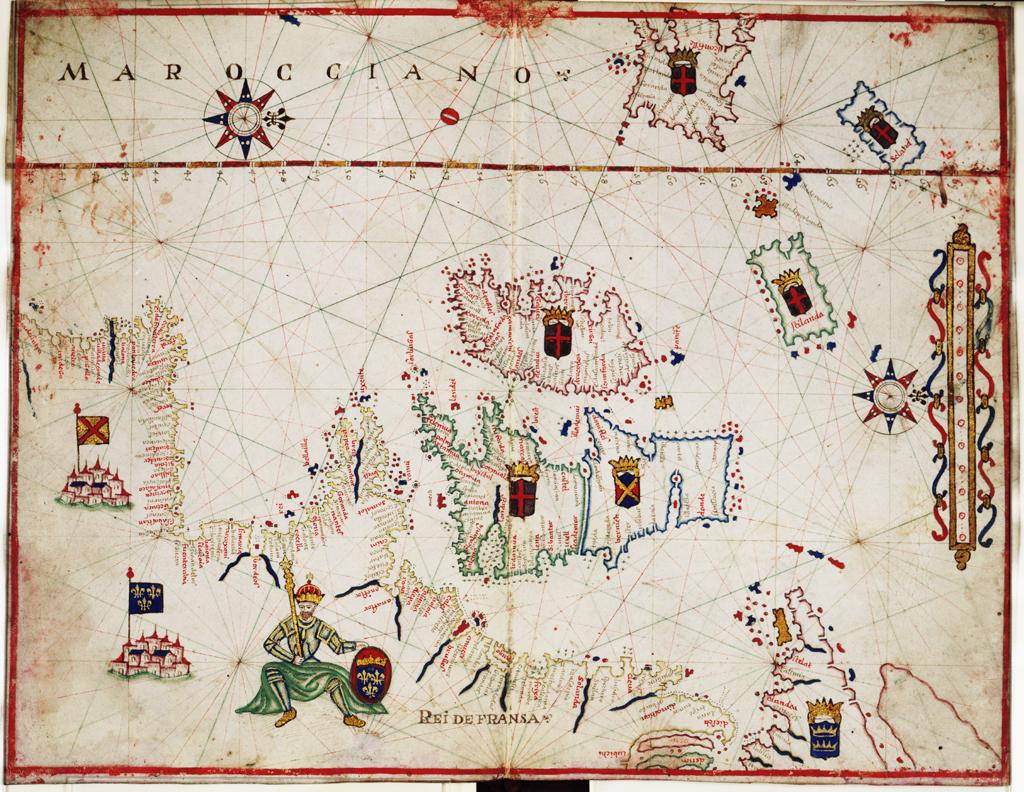 Portolan chart of the north-east Atlantic by Joan Oliva, Messina 