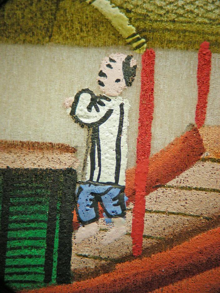 Chinese Pith paintings - Detail of one of the paintings under magnification