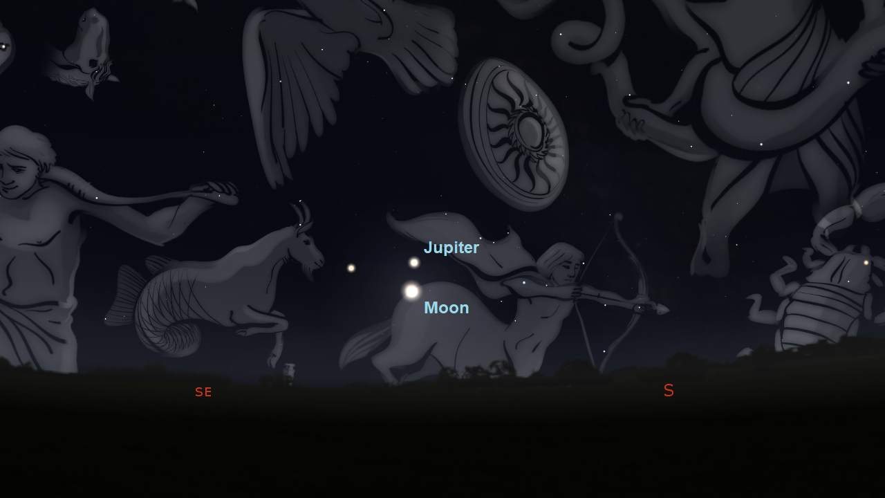 The full moon and Jupiter