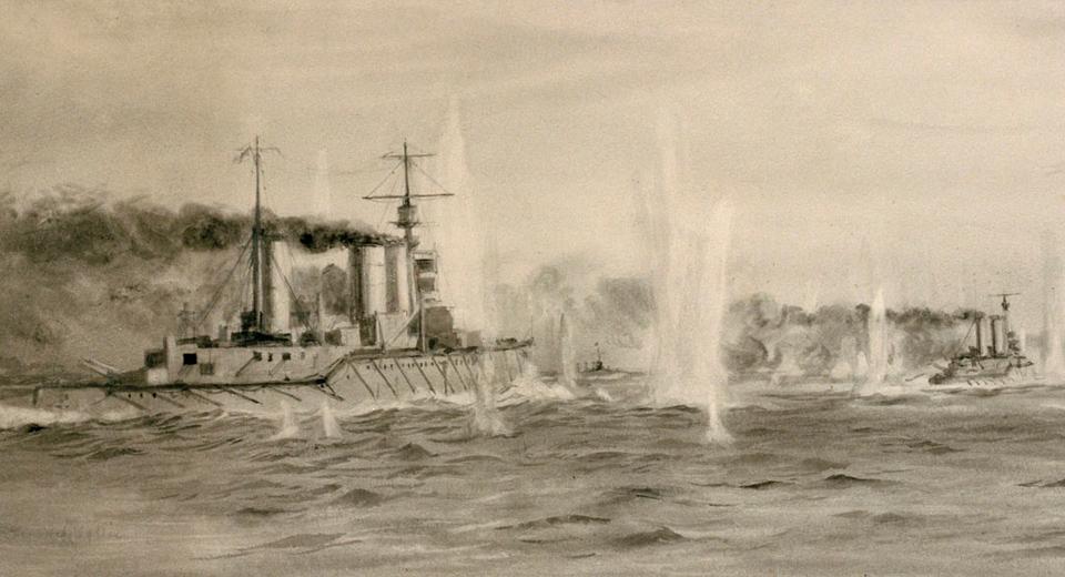 The Battlecruiser Force running south at the Battle of Jutland, 31 May 1916, about 15.50 