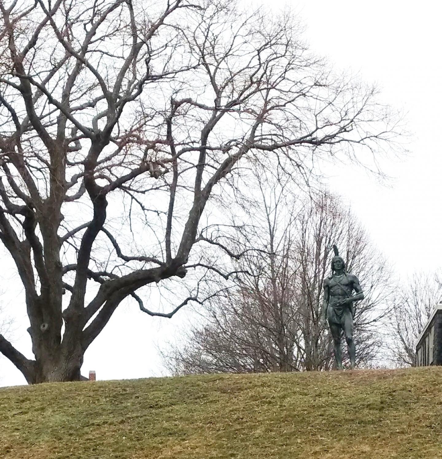 Statue of Massasoit, the Sachem of the Wampanoag when the Pilgrims arrived in 1620, looking out over the Atlantic Coast