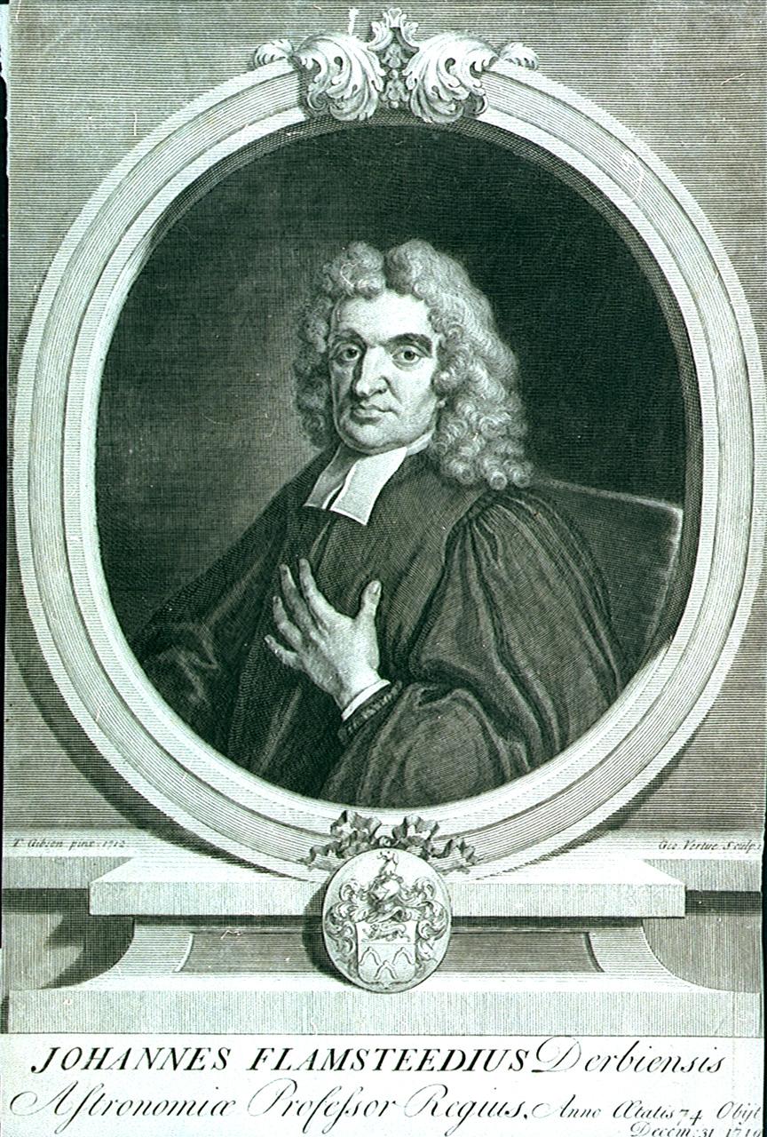 Engraved portrait of John Flamsteed 