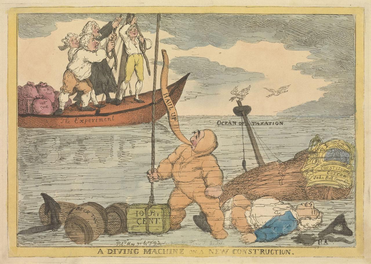 A Diving Machine on a New Construction (caricature) - Thomas Rowlandson