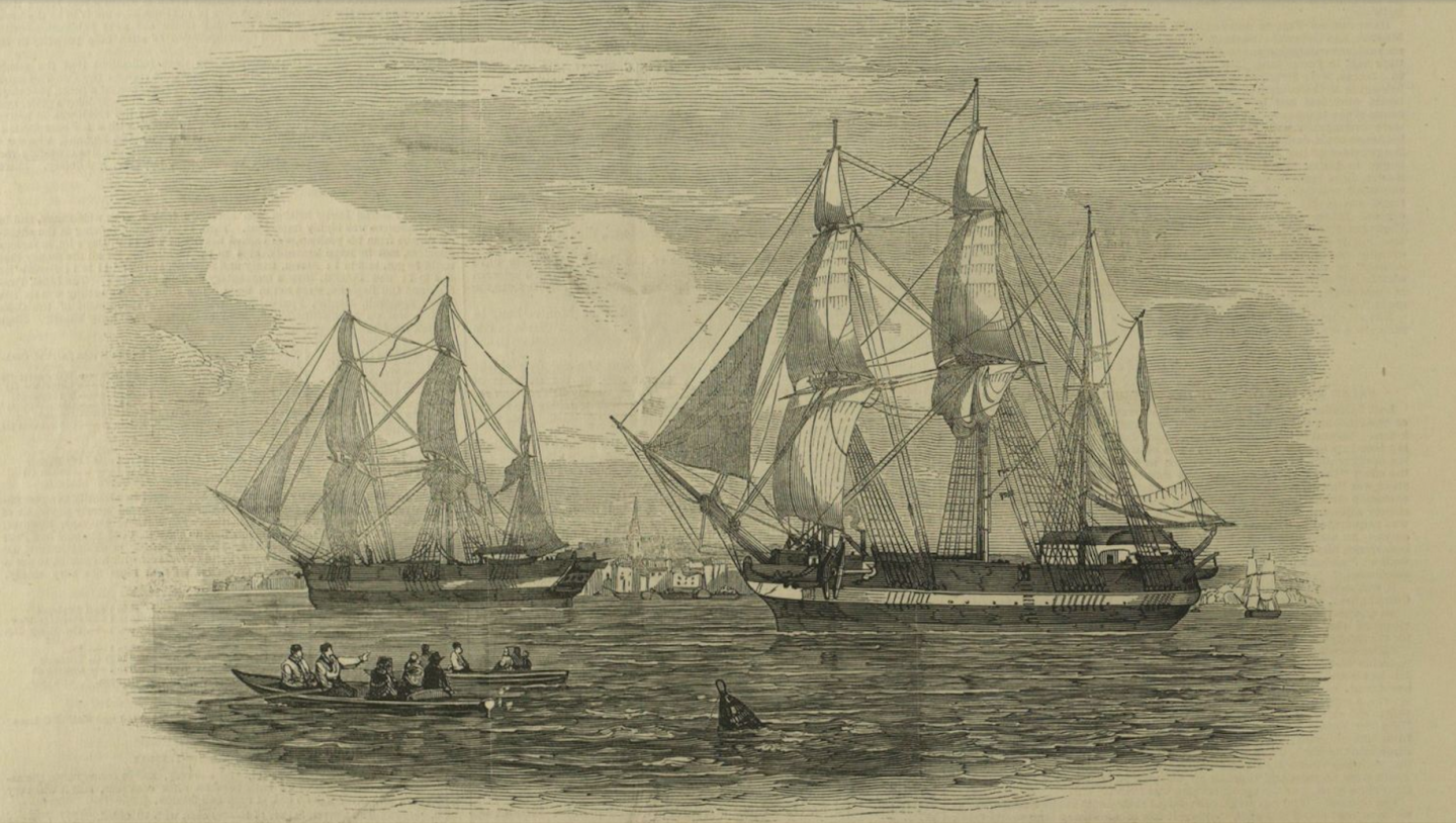 The departure of Erebus and Terror on the Arctic Expedition, Illustrated London News, 24 May 1845.