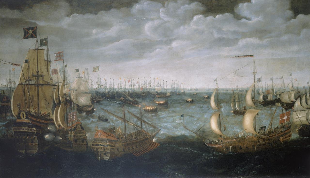 Launch of fireships against the Spanish Armada, 7 August 1588 (BHC0263, © NMM)