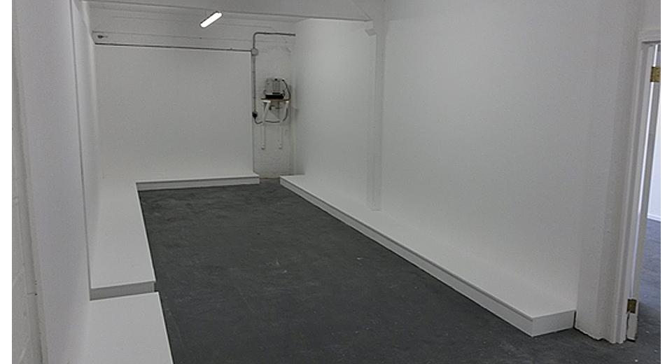 New clock store with plywood plinths and wall-cladding, and dehumidifier installed