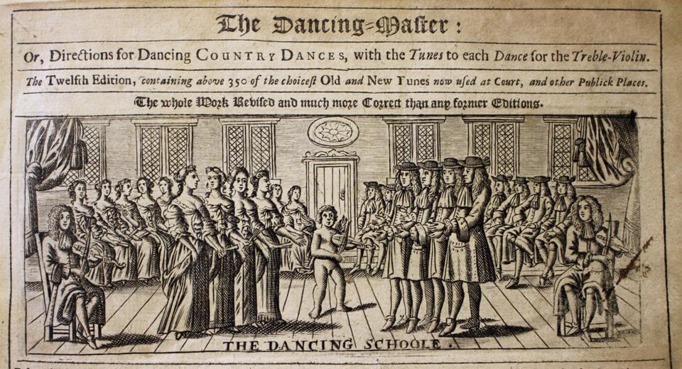 The English Dancing Master, 12th edition, title page, 1703