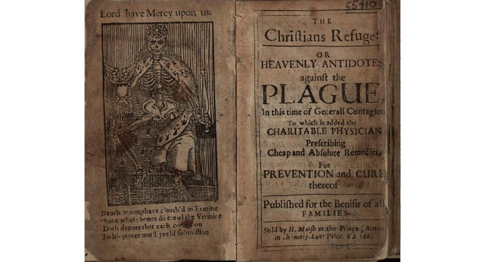 Frontispiece and title-page of 'The Christians Refuge: or heavenly antidotes against the plague In this time of Generall Contagion'