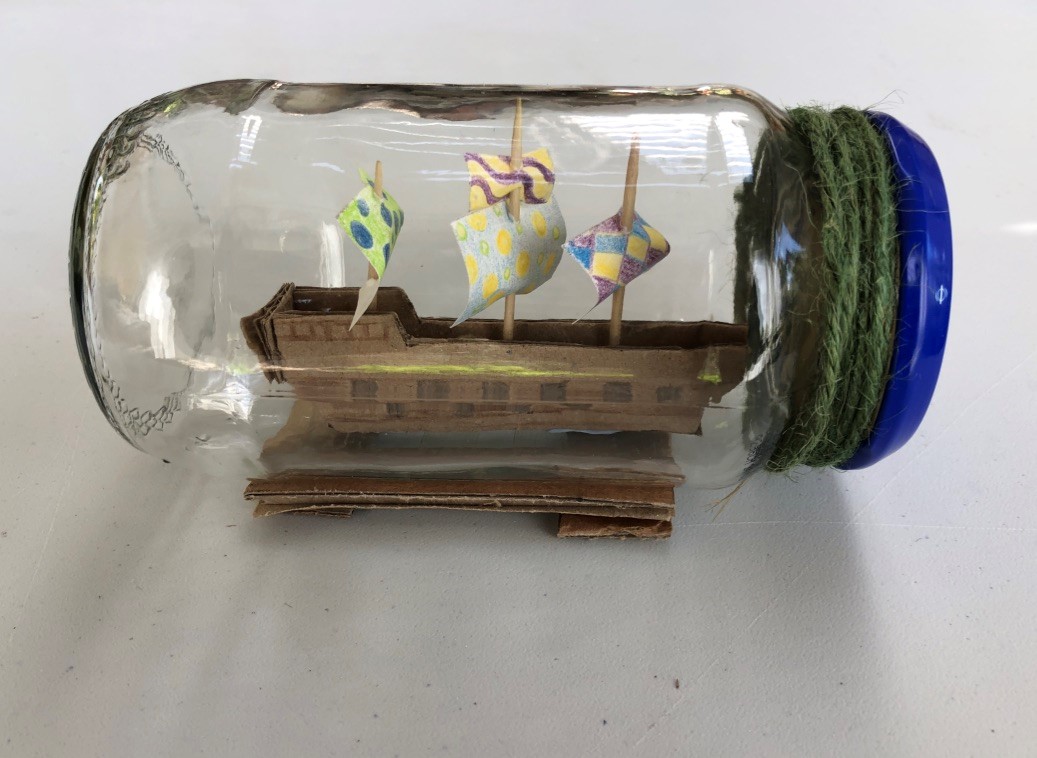 Ship in a bottle craft craft activity of a ship in a bottle.