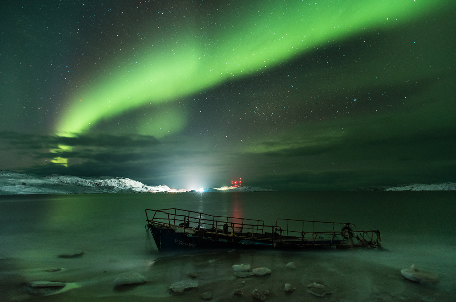 Aurora Borealis on the coast of the Barents sea Â© Michael Zav'yalov