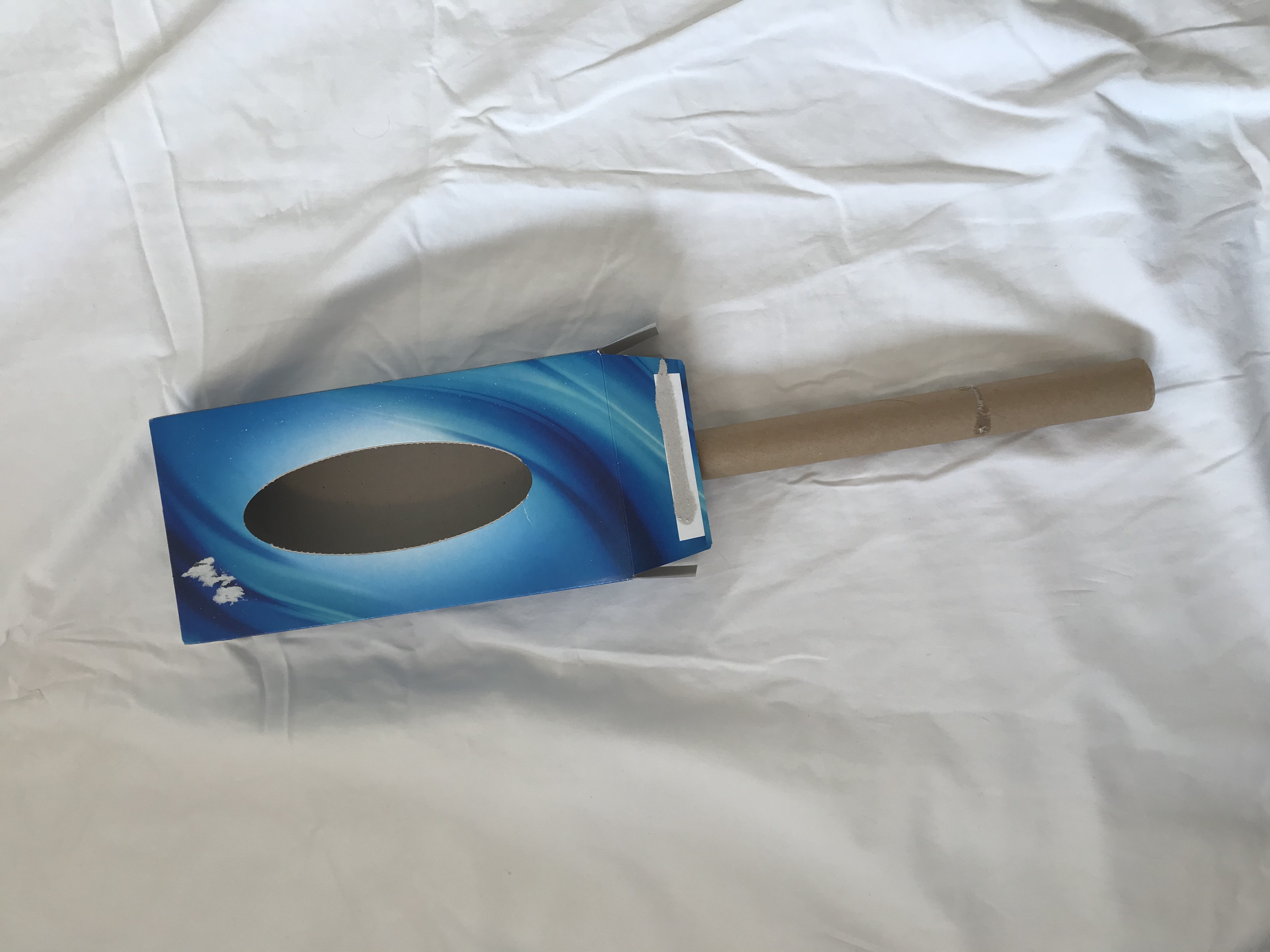 Place your cardboard tube A tissue box with an open end has a cardboard tube placed in it