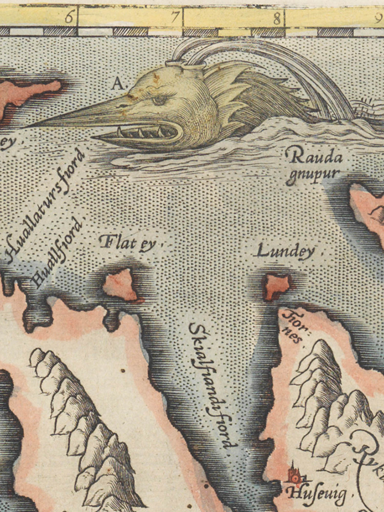 Sea monster A from the Islandia map. "Nahval" Image of sea monster A from the Islandia map. "Nahval"