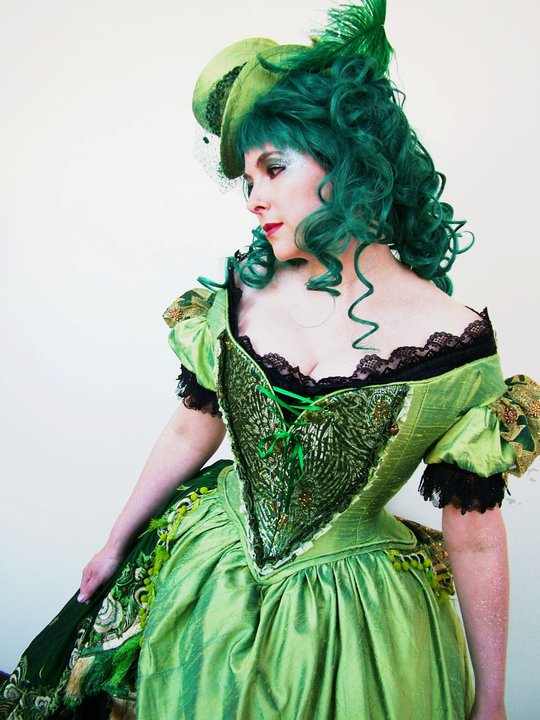 Green outlet steampunk dress