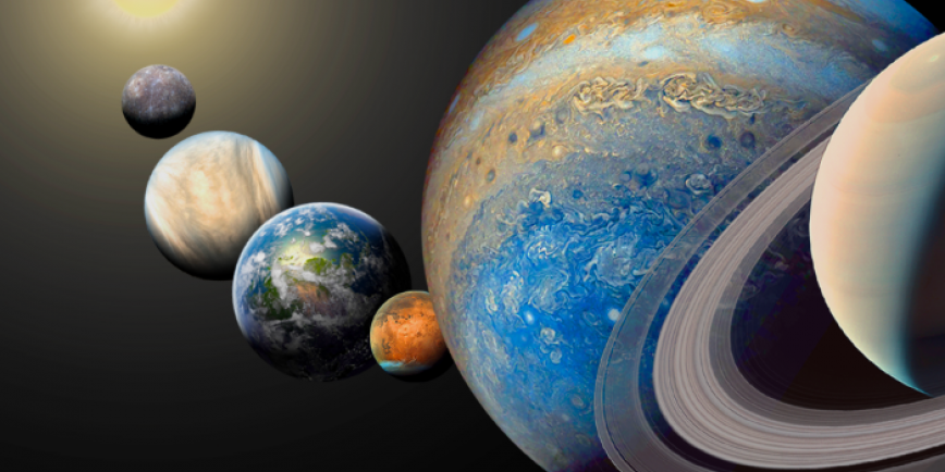 Images of each planet in the solar system and the Sun