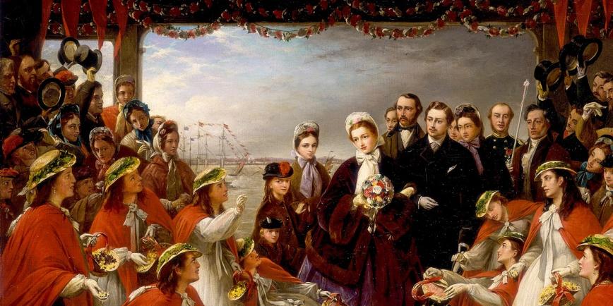 Crop of The Landing of HRH the Princess Alexandra at Gravesend, March 7 1863 by Henry Nelson O'Neil