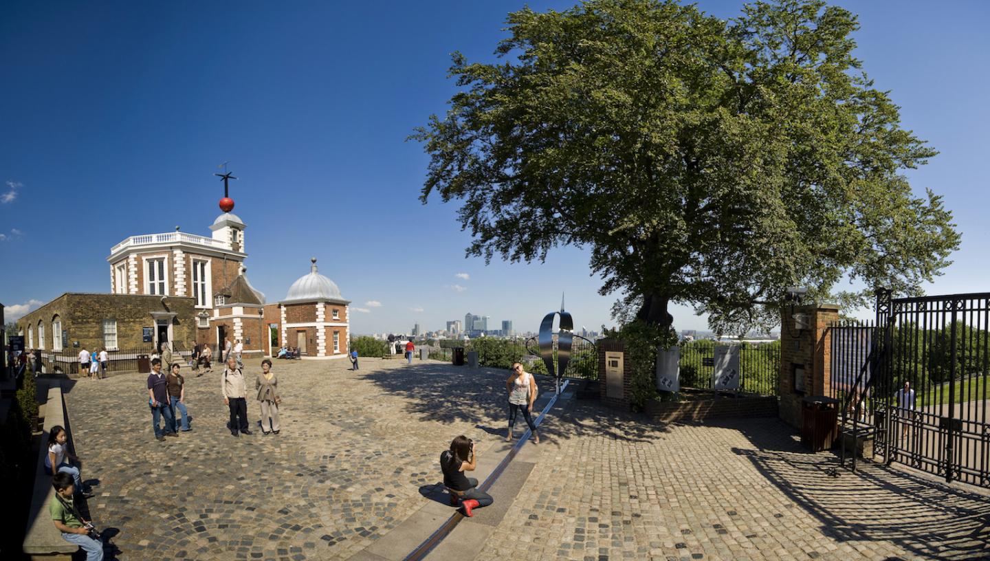 A view of the Prime Meridian Line at the Royal Observatory in Greenwich