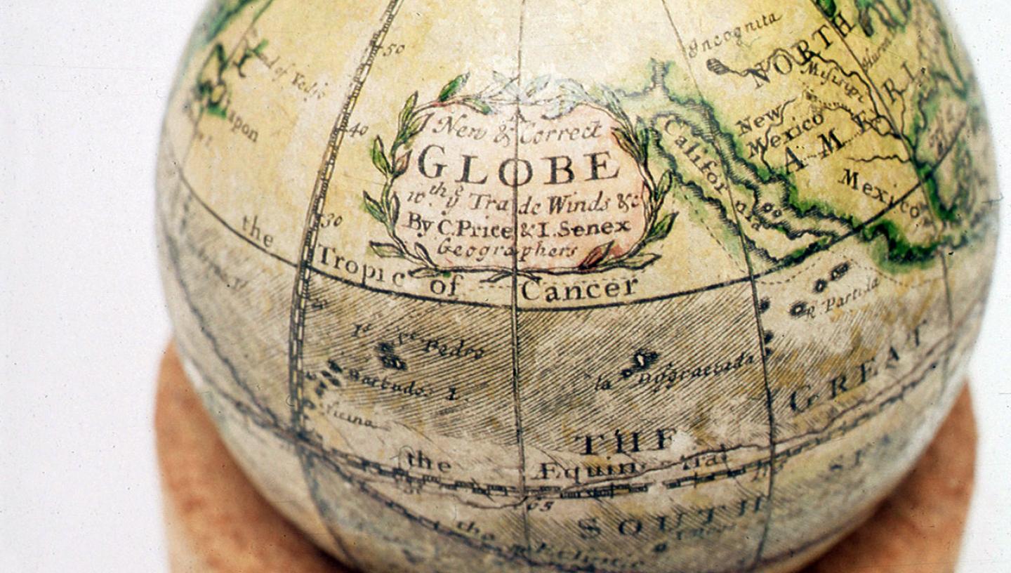 Detail of a terrestrial table globe from the National Maritime Museum collection