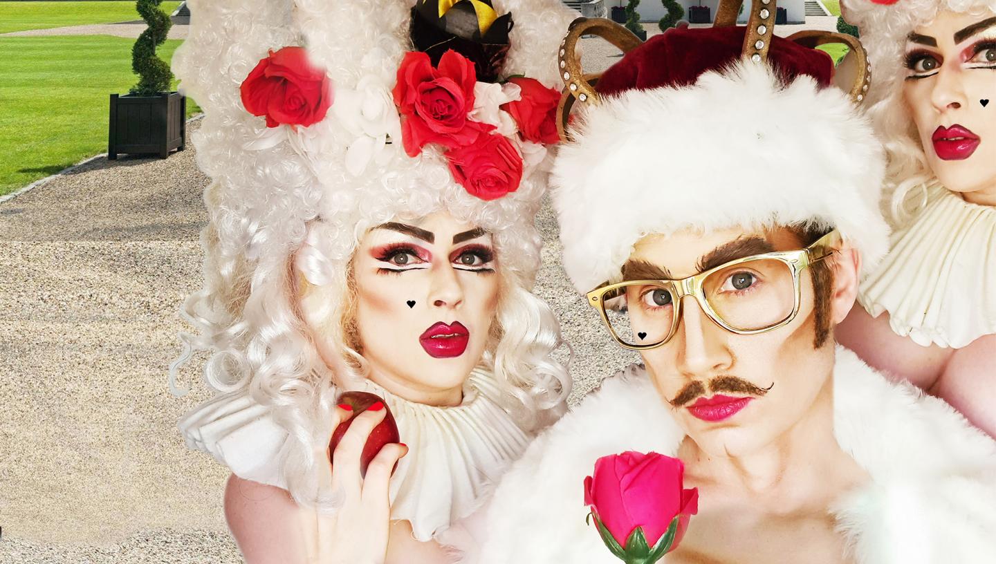 Fashion photoshoot of drag stars taking part in online LGBT event Fierce Queens