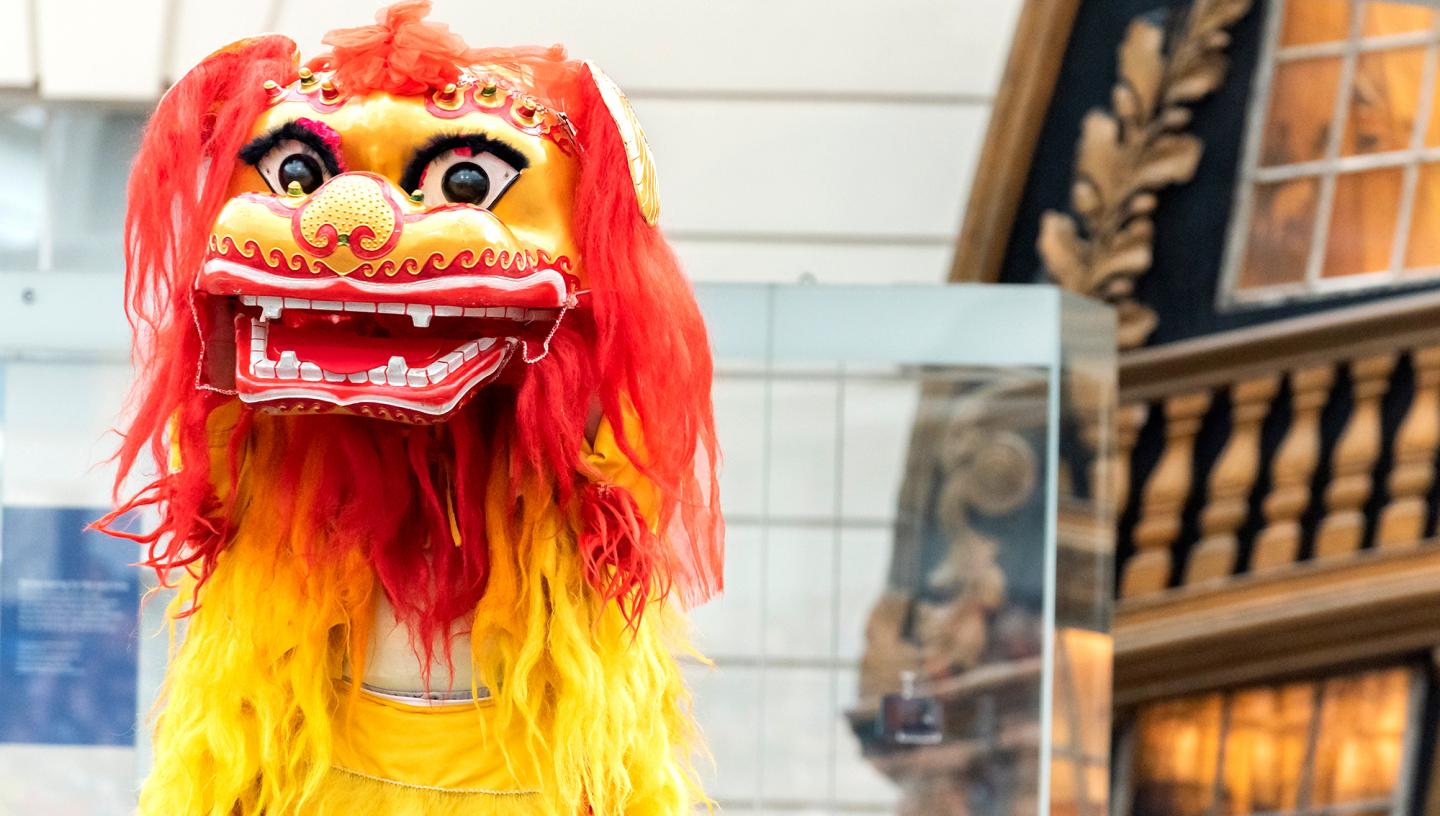 A traditional dragon dance at the National Maritime Museum performed during Chinese New Year