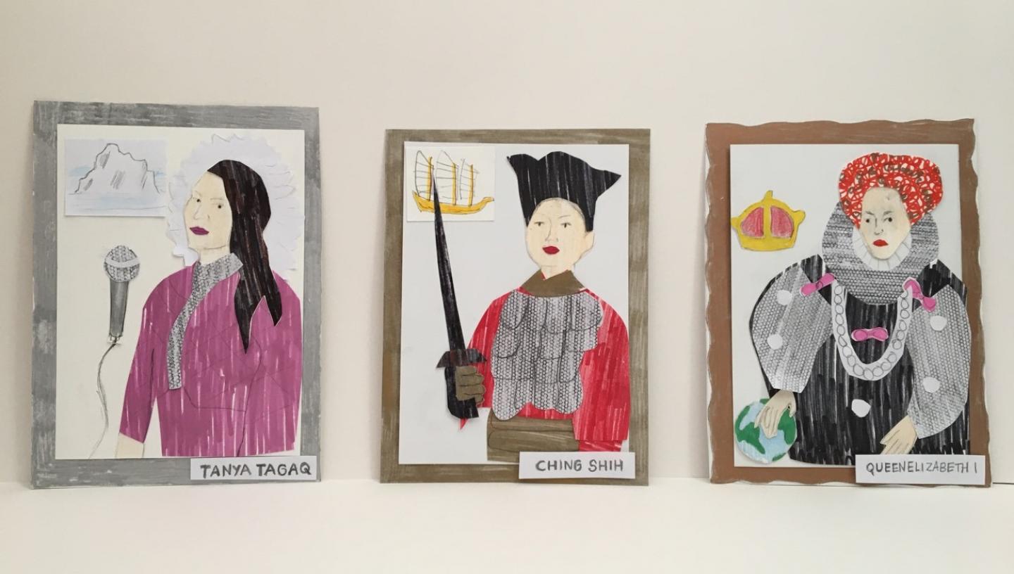 craft portraits of Tanya Tagaq, Ching Shi and Elizabeth I