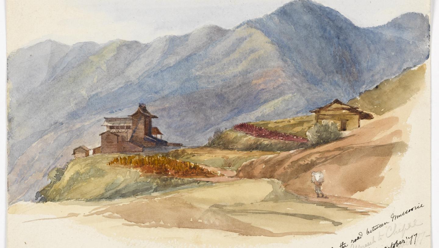 Watercolour of a Himalayan Scene (1877)