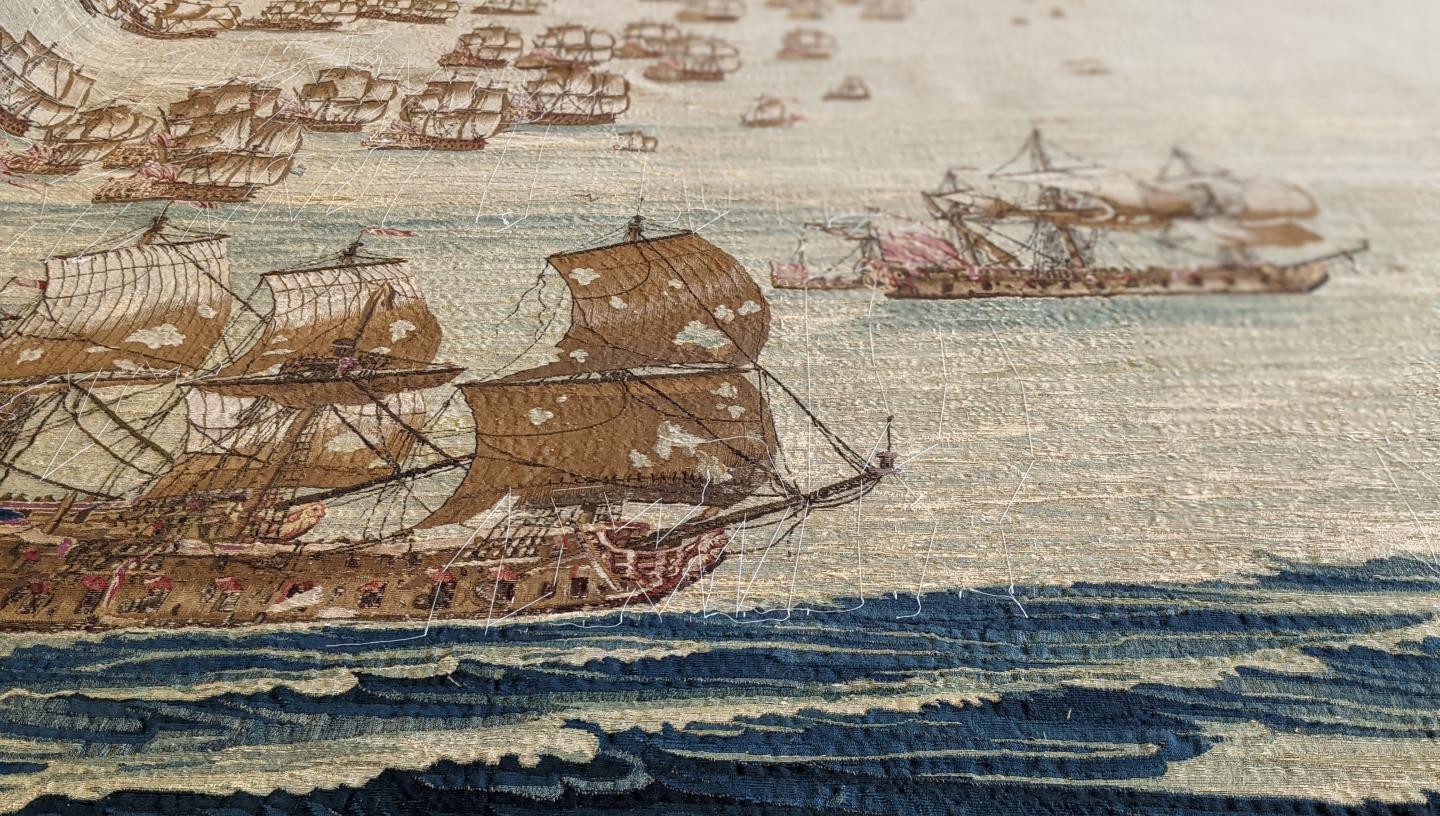 Close up detail of the Solebay tapestry
