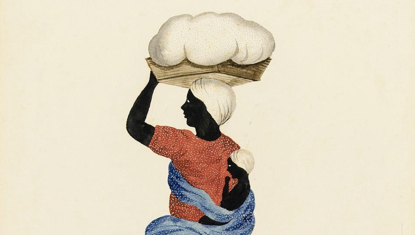 Enslaved woman carrying child