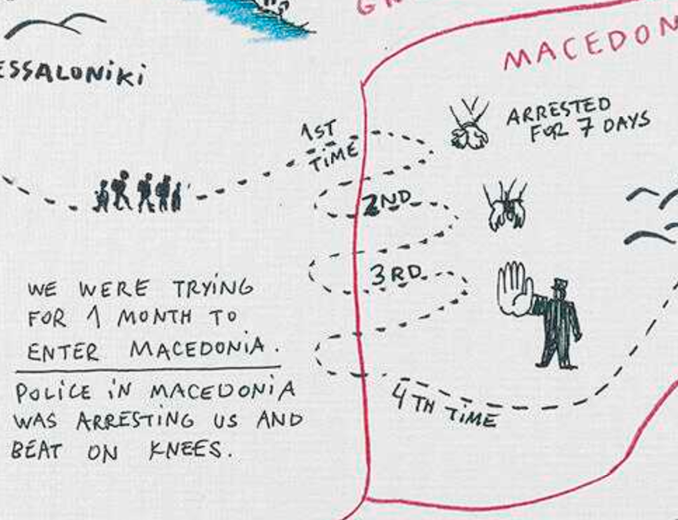 An image showing 'Journey from Syria to Serbia via Macedonia'