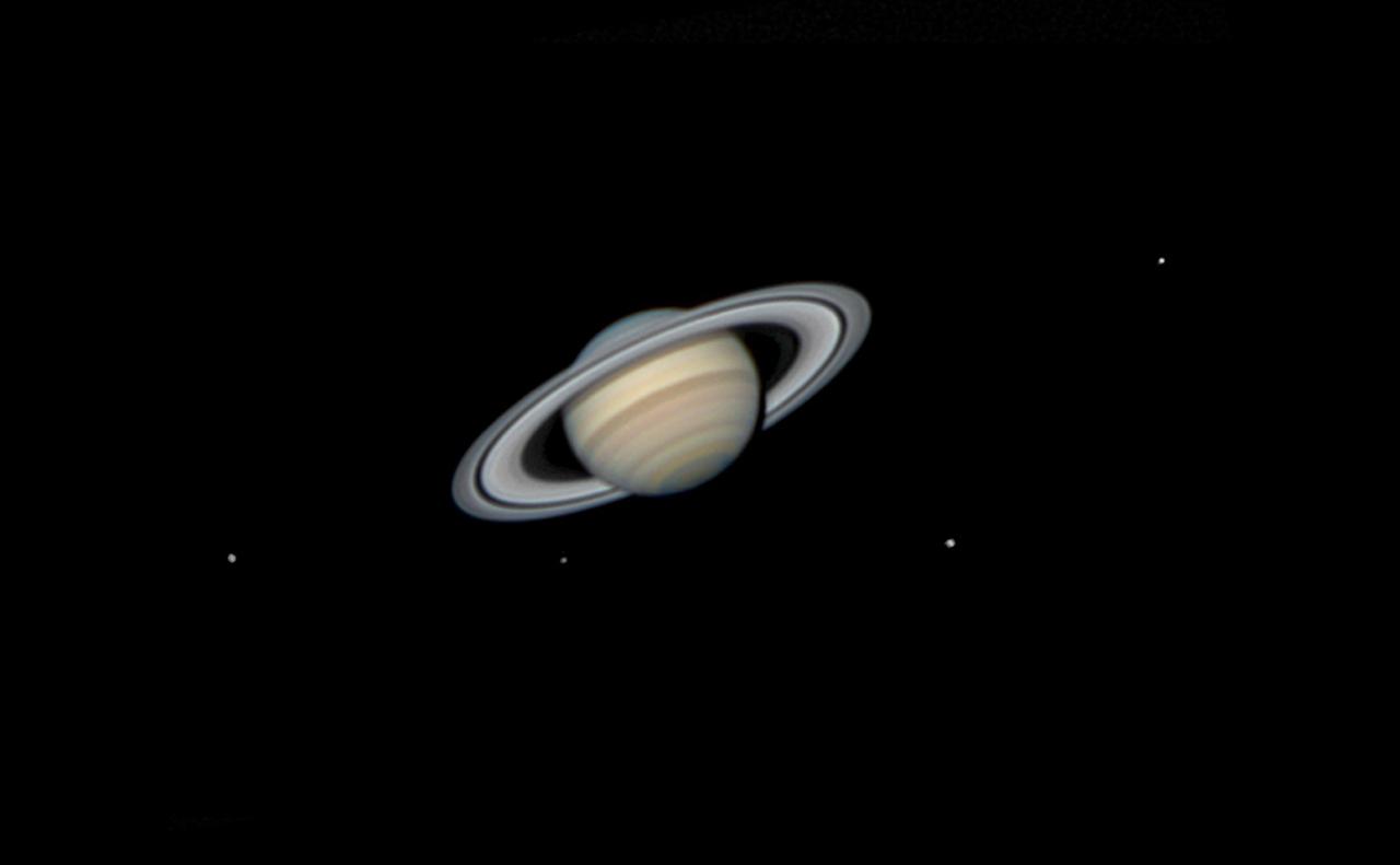 An image showing 'Saturn and Its Moons'