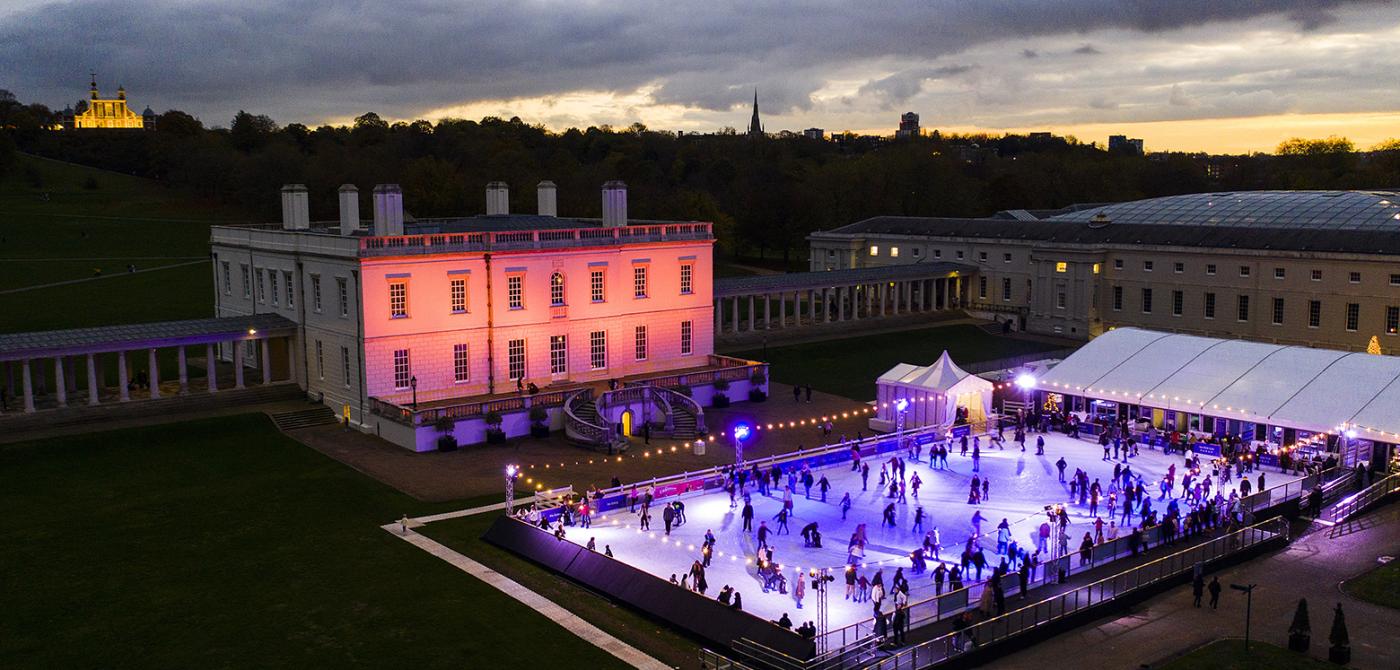 An image showing 'Visit the beautiful Queen's House for free before you skate'