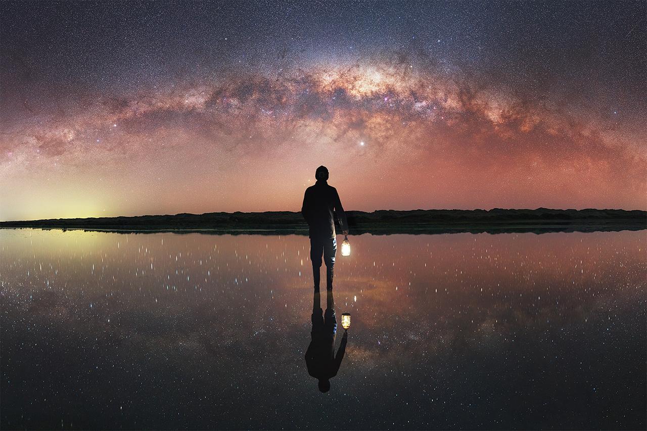 An image showing 'Self-portrait under the Milky Way'
