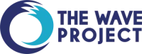 The Wave Project logo a dark blue and turquoise wave shape creating a circle with the name