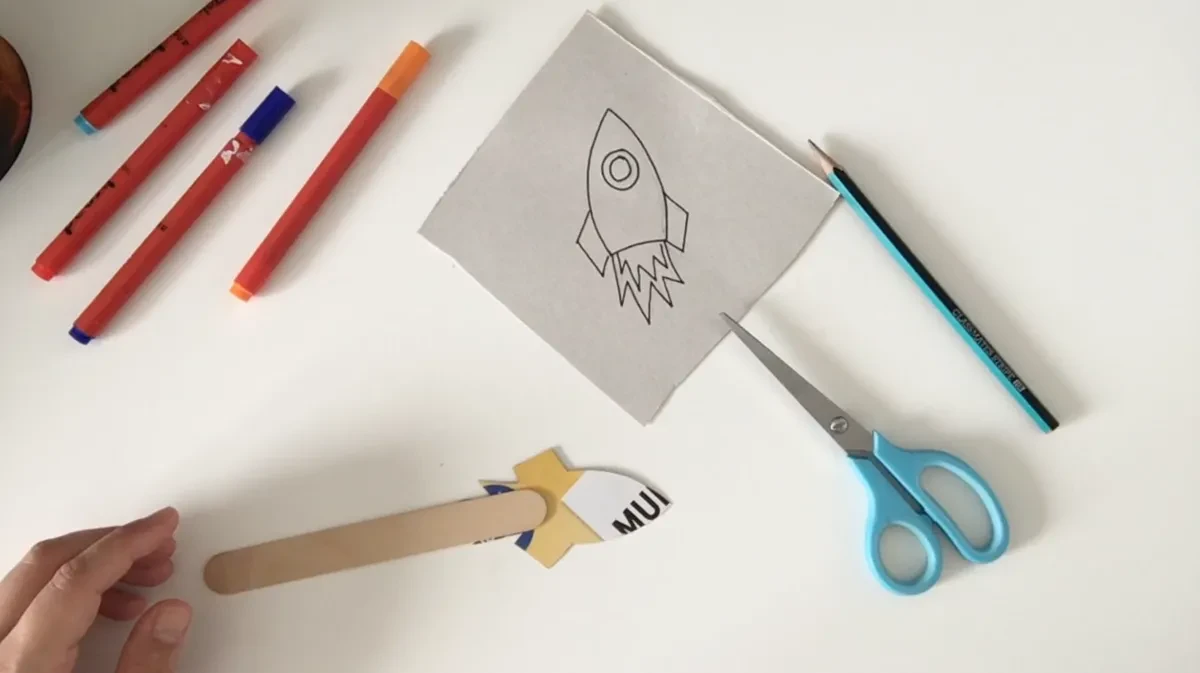 Stick rocket to lolly stick