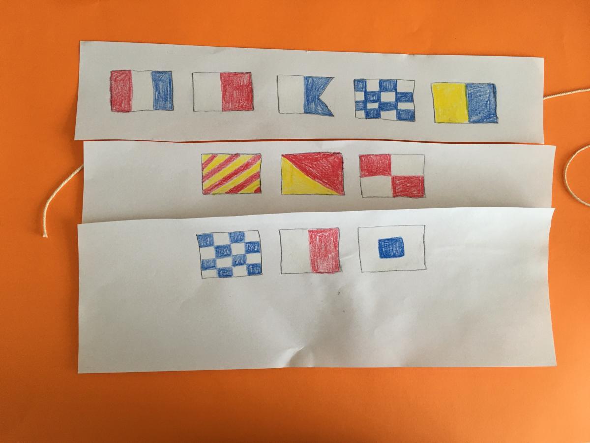 Signal flags drawn on paper