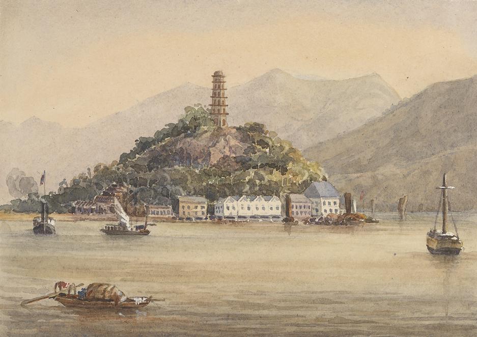 Watercolour of a pagoda (1860s)