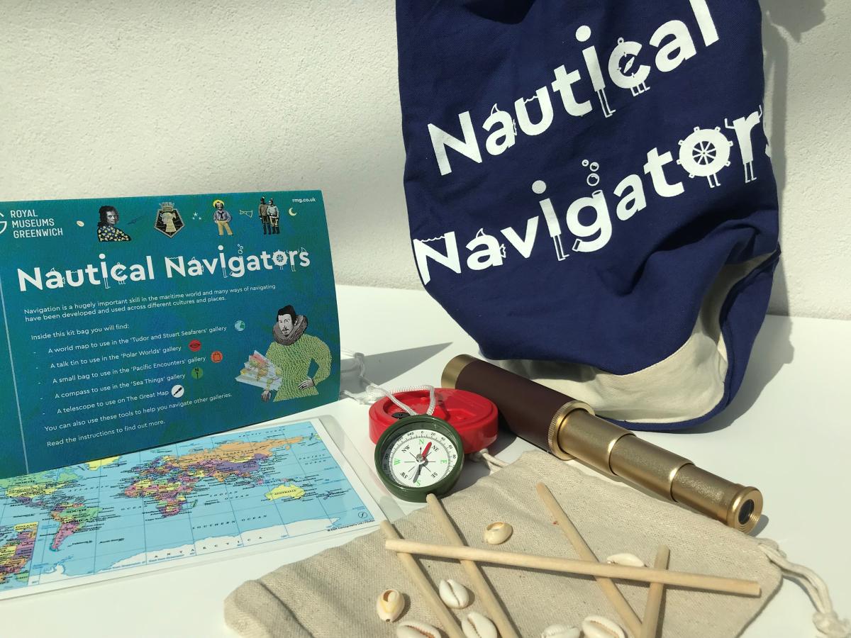 The Nautical Navigator backpack and accompanying tools.