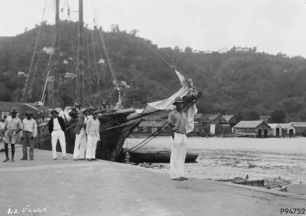 Historic photograph showing the wharf at Castries, St. Lucia, West Indies