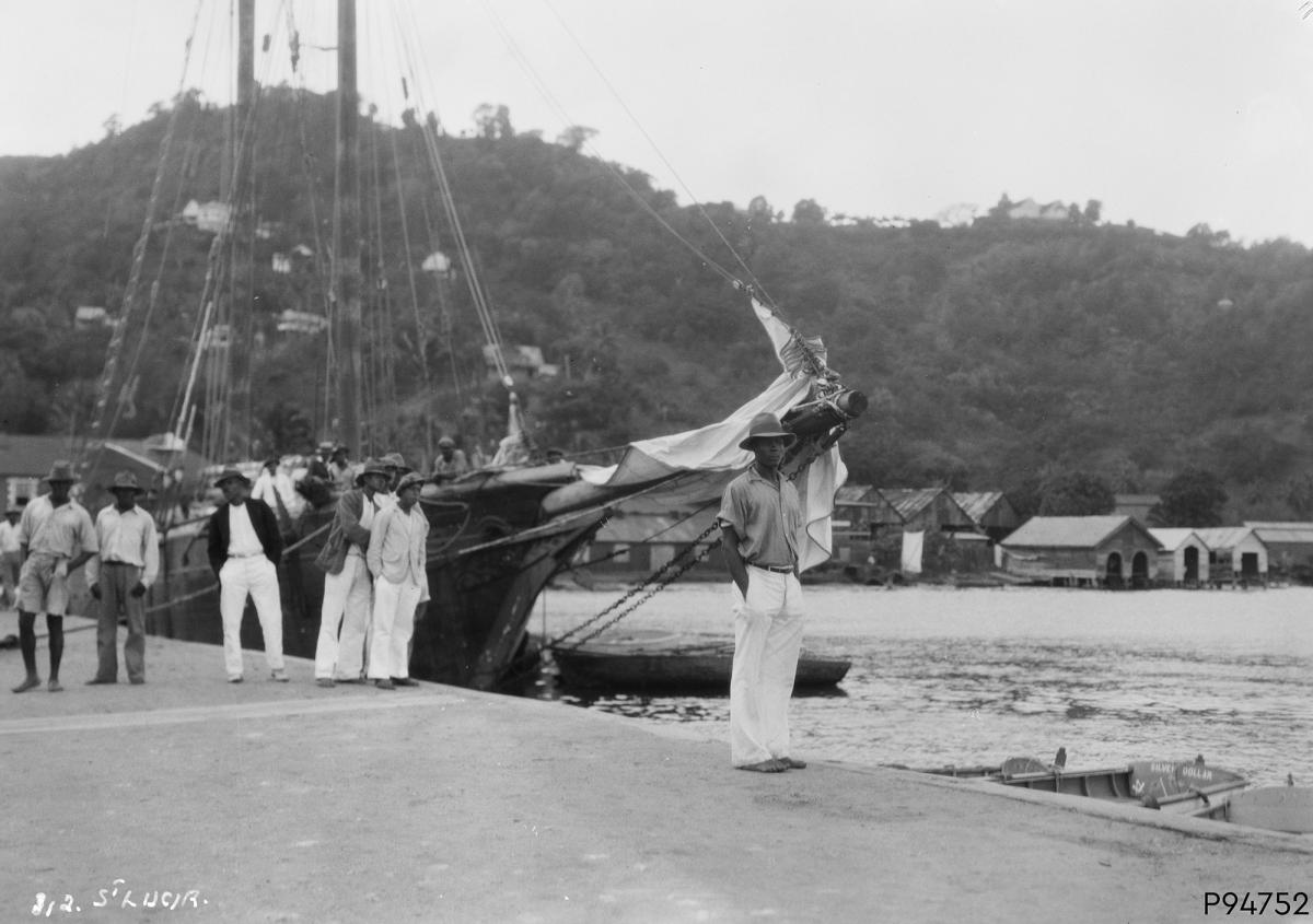 Historic photograph showing the wharf at Castries, St. Lucia, West Indies