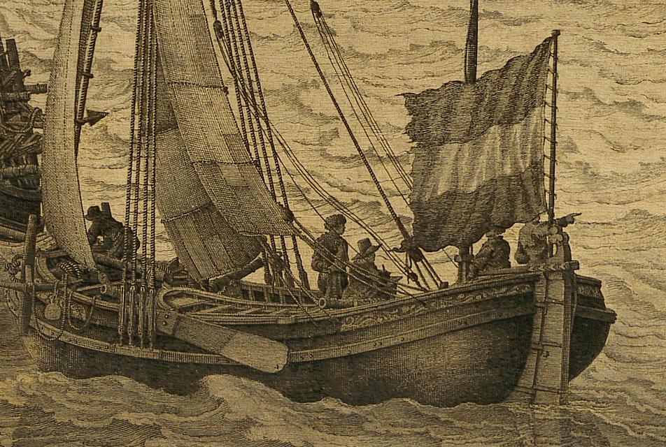 A detail from the van de Velde painting The Battle of Scheveningen, 10 August 1653